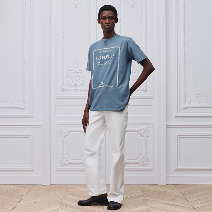 dior les fleurs du mal thorn frame embroidery cotton t-shirt